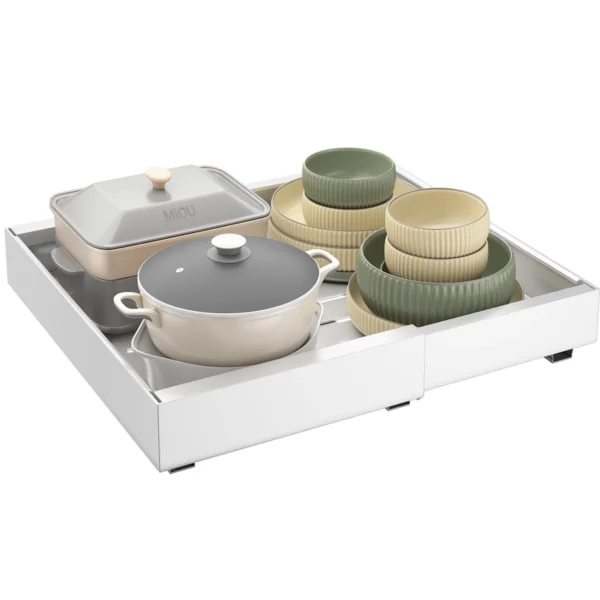 Bandeja Extensible Organizafácil Con Vajilla Y Ollas Organizada En Cajón De Cocina