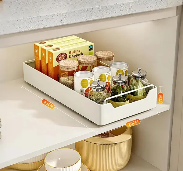 Bandeja Organizadora De Cocina Organizafácil Con Frascos Y Cajas, Medidas 43 X 20 X 7 Cm