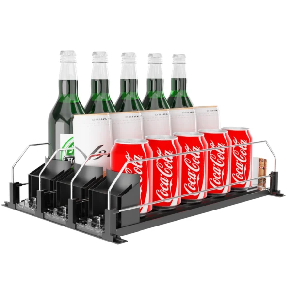 Dispensador Moderno De Bebidas Con Latas Y Botellas Organizado En Encimera De Cocina Elegante