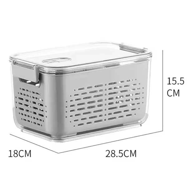Contenedor Organizador Gris Para Frutas Y Verduras Con Tapa Transparente Y Medidas 28,5 X 18 X 15,5 Cm