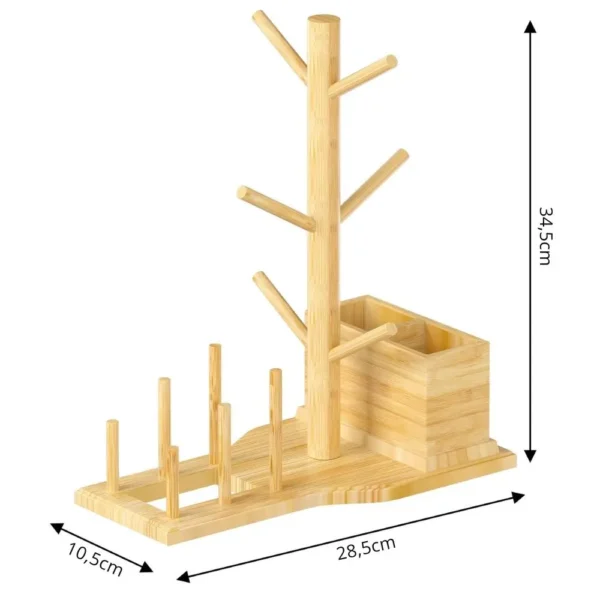 Soporte De Tazas De Bambú Con Medidas 28,5 X 10,5 X 34,5 Cm