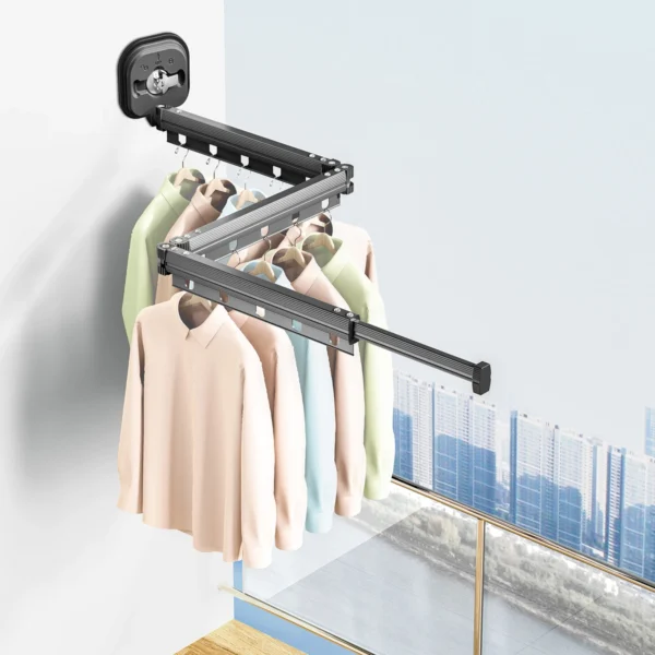 Soporte Extensible Metálico Moderno Organizafácil Con Ropa Colgada En Balcón